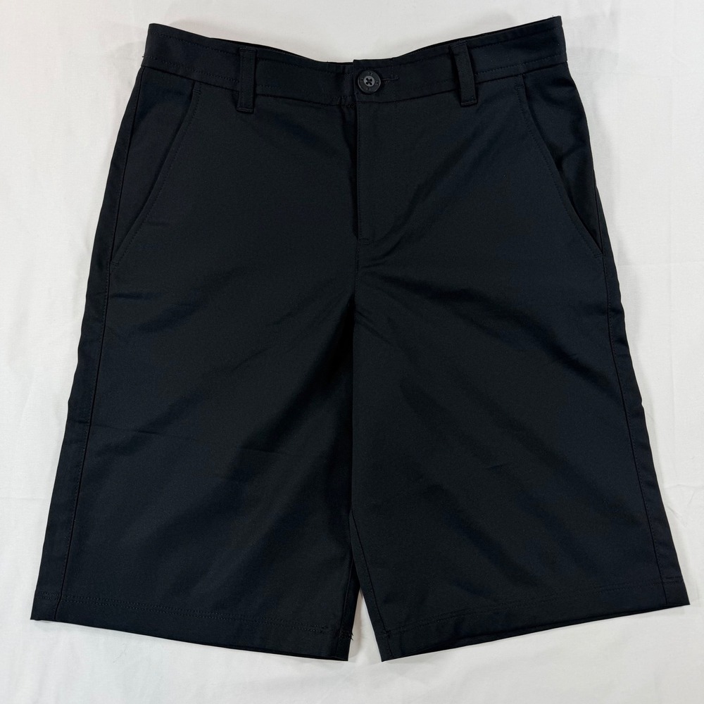 Under Armour Boys Golf Shorts Black Loose Fit Size 16 Performance Polyester